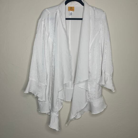 Ruby Rd. White Waterfall Jacket Open Front Sz 22W - Picture 1 of 8